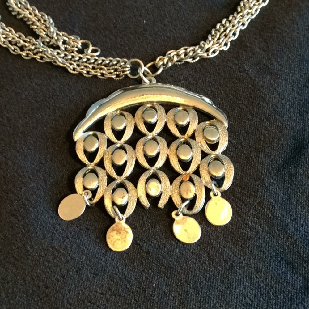 Vintage Silver Triple Chain Necklace